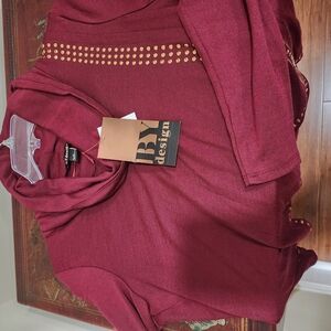 BY Design Burgundy Cowl Neck Top